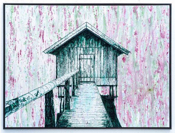 Fluchthaus, 2021, 120x160cm, Malerei mischtechnik auf LW