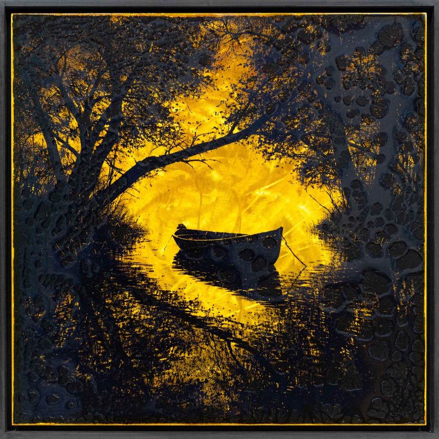 Alone, 2026, 61x61cm, Malerei Reliefdruck auf Aluminium