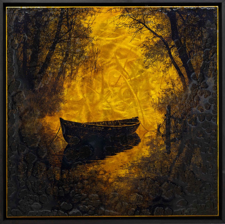 Hidden, 2026, 61x61cm, Malerei Reliefdruck auf Aluminium
