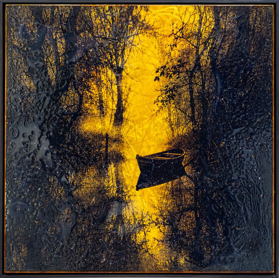 In den Untiefen, 2026, 100x100cm, Malerei Mischtechnilk auf Aluminium