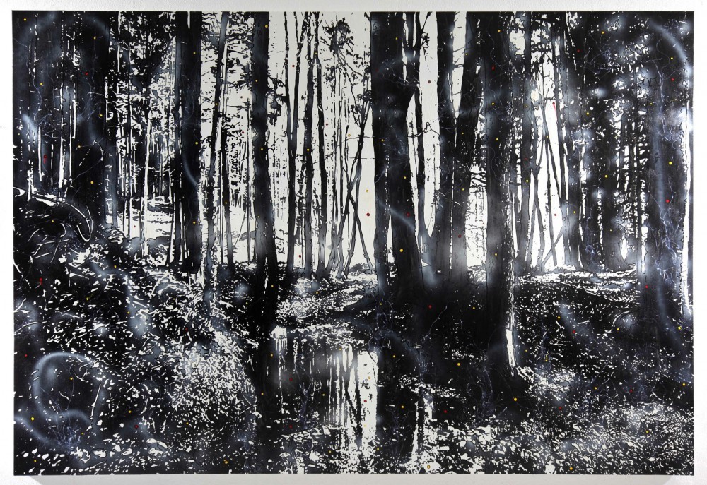 Between the trees,, 2012, 190x280cm, Mischtechnik auf LW