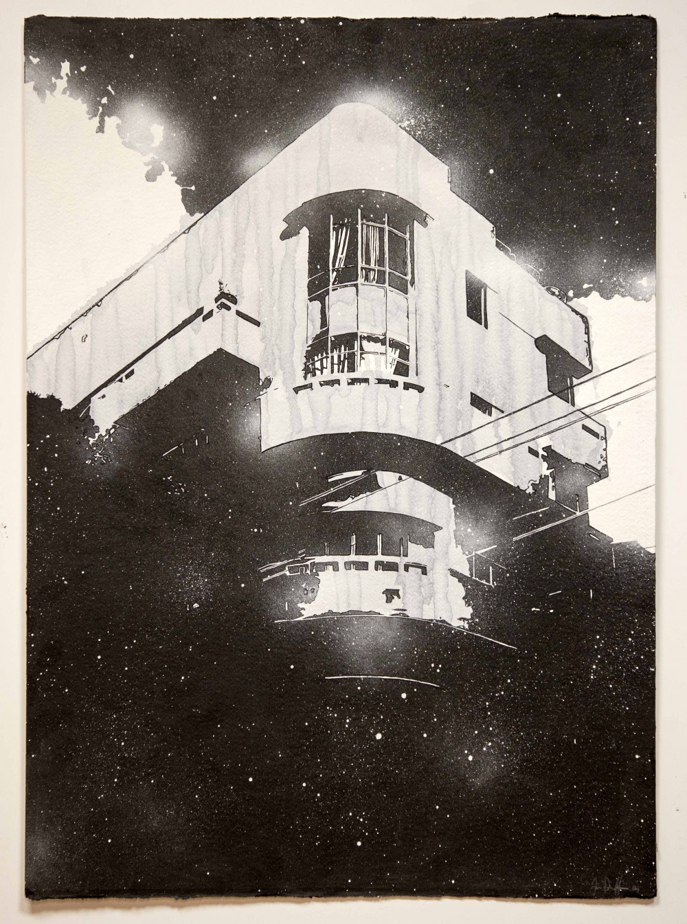 The House one, 2014, 76x56 cm, Mischtechnik auf Papier